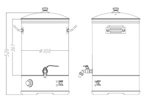 Schéma technique dimensions cuve 25 L - réf : 38211